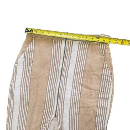 BCBGeneration  Midi Pencil Skirt Sand Combo Ivory Tan Stripes Pockets Size 6, S23