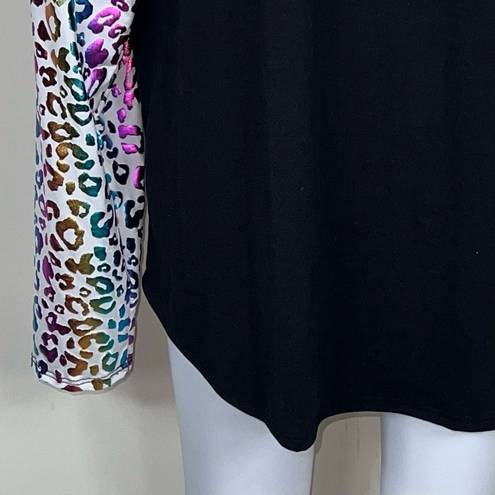 Acting Pro  Rainbow Metallic Leopard Raglan Sleeve Shirt