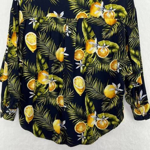 Alberto Makali  Limon Print Blouse Womens Size Small Button Front Viscose Novelty