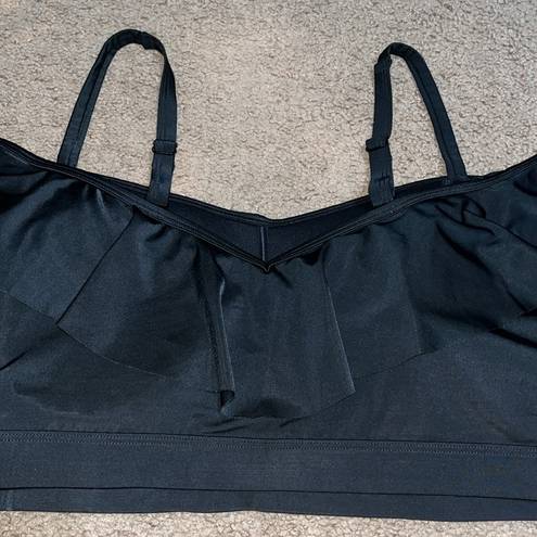 Cacique  Lightly Lined No-Wire Ruffle Off Shoulder Swim Bikini Top Black 26