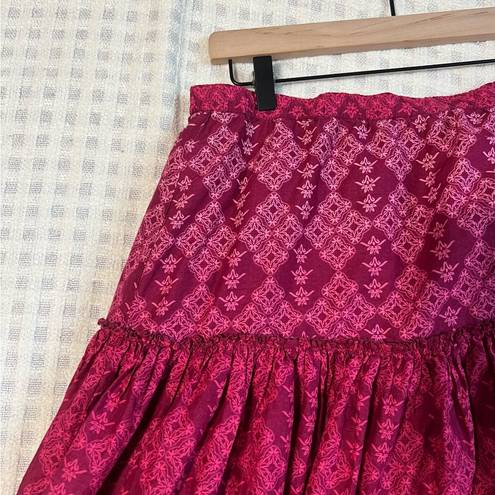 Coldwater Creek  Maxi Jacquard acid wash print damask paisley pink & white skirt