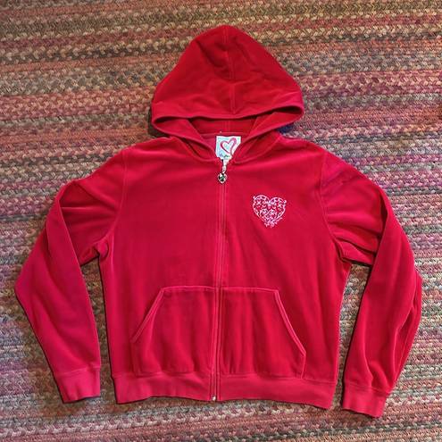 Brighton  RED VELVET VELOUR ZIP UP HOODIE