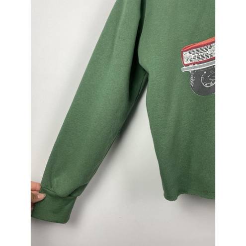 Grayson Threads Ford Bronco Christmas Green Crew Neck Long Sleeve Cropped Sweatshirt Size S