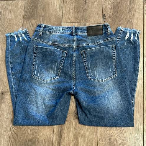 One Teaspoon  High Waist Free Bird Fitted Distressed Stretch Blue Jeans Size 28