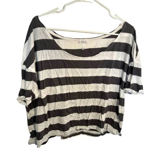 Kirra  Oversized Cropped T Shirt Gray White Stripes