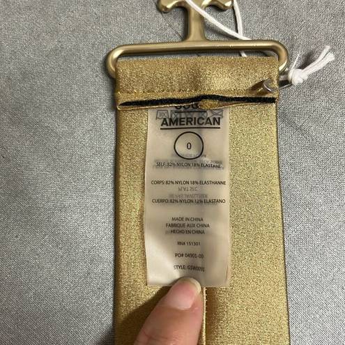 Good American  Womens Size 0 Swim Belt Gold Bronze Color High Shine NWT