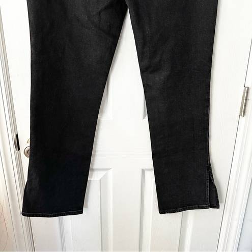 Good American  NWT Black Good Boy Straight Leg Denim Jeans Busted Knee 6/28