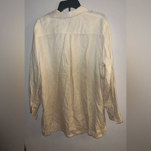 DKNY  City Women’s Dip Dye Ombre Linen Button Down Shirt Size L/XL