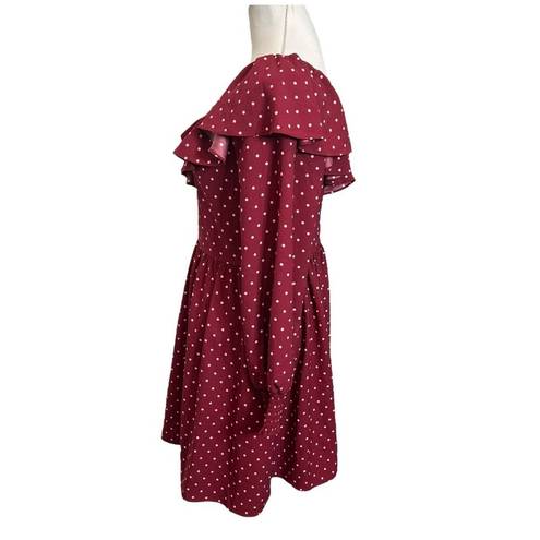 Draper James  Mini Shift Dress Preppy Merlot Red Polka Dot Womens Size 6 SAMPLE