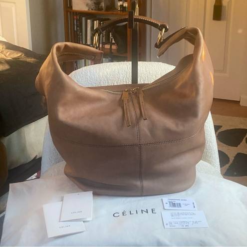 CELINE  Leather Round Hobo Shoulder Bag