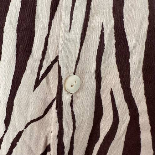 Equipment  Zebra Print Button Down Silk Shirt In Brown And Cream Medium