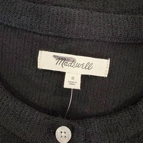 Madewell  Womens Top Split-Crewneck Cardigan Tank Button Front Black Size S