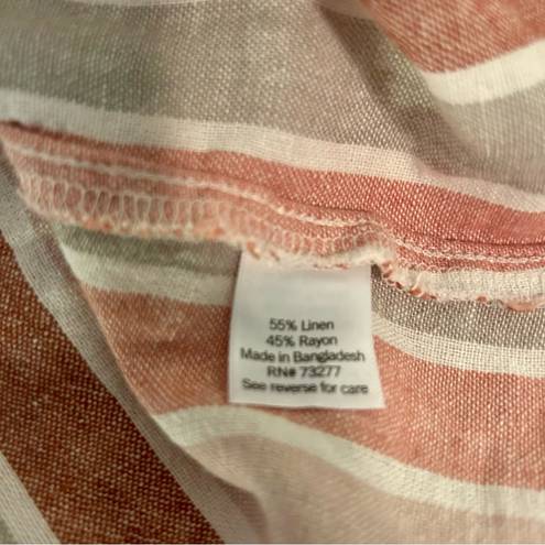 Sonoma  Linen Blend Striped Square Neck Tie Tank Size Large Stripes Striped Pink