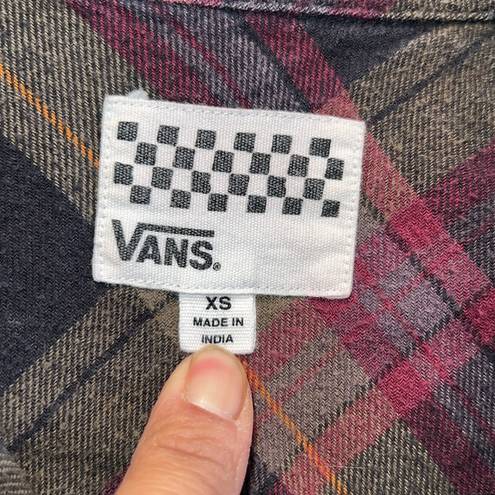 Vans  Shirt Womens XS Meridian Flannel Shirt Purple Black Plaid Button Front