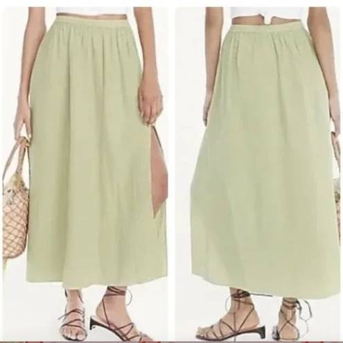 J.Crew  | Sage Green Gauze Cotton Elastic Waist Side Slit Maxi Skirt XS NWT