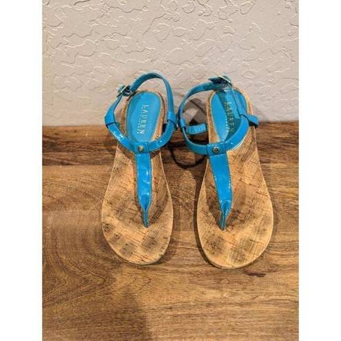 Ralph Lauren Lauren  Rosalia Cork Wedge Women's Sandals. Size 7.5 turquoise