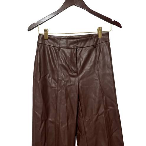 7 For All Mankind  Vegan Leather High Waisted Brown Wide Leg Pants Trousers