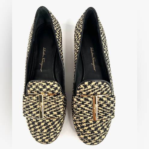 Salvatore Ferragamo  Sarno Bow Embellished Raffia Low Heel Loafers US 5 - EU 35.5