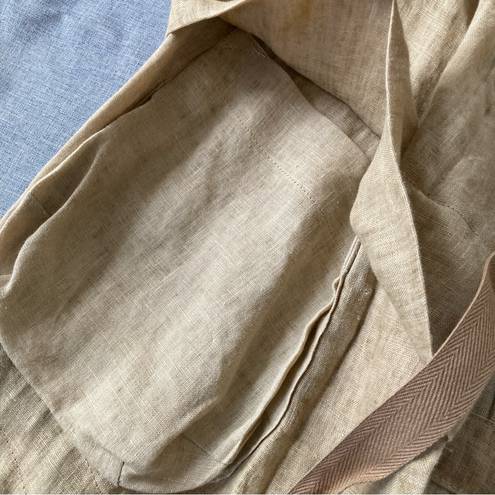 Koch  100%‎ Linen Vest Safari Utility Coastal Old Money Tie Front Pockets XS