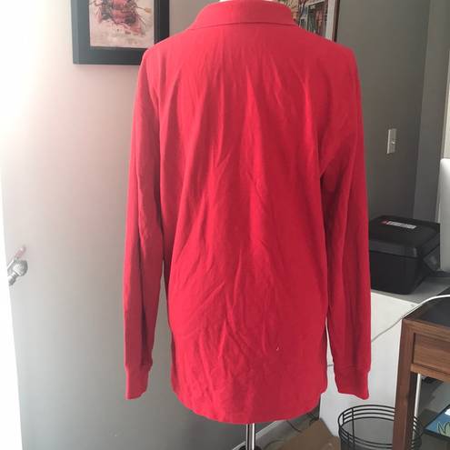 Polo  Ralph Lauren Red Mesh Button Up Long Sleeve