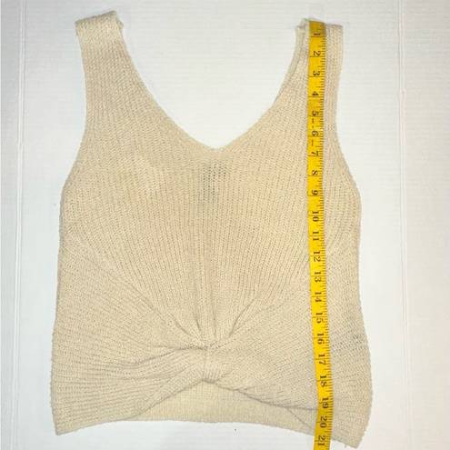 The Moon  & Madison Women’s Tank Top Knit Crochet With Front Knot Beige Size Small