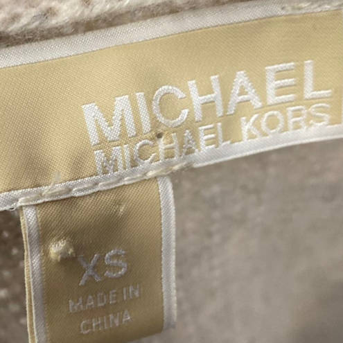 Michael Kors Michael  Cashmere Cardigan Zip Front V Neck Pockets Beige Womens XS