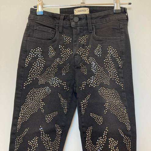 L'Agence NWT  Margot Embellished Cropped High-Rise Skinny Jeans Size 23