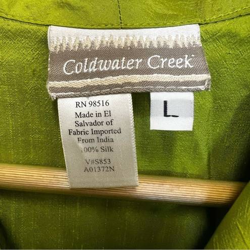 Coldwater Creek  100% silk green to size L