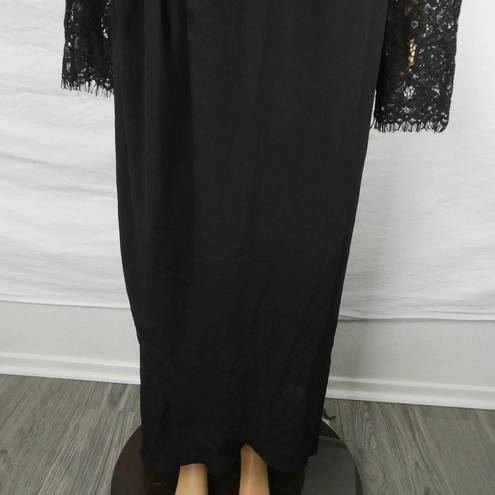 City Chic  Elegant Lave Long Sleeve Dress Black Sweetheart Neck Lined Layered 26