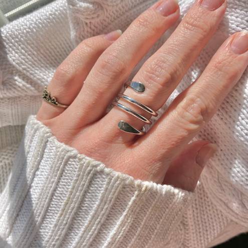 Vintage “Tirzah” Silver Swirl Wrap Ring Statement Classic Eclectic Chunky Western White