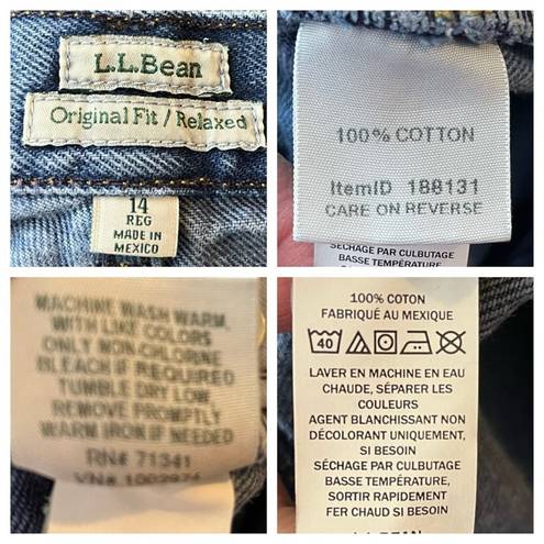 L.L.Bean  Women’s Mom Jeans Original Fit Relaxed Cotton High Rise Size 14