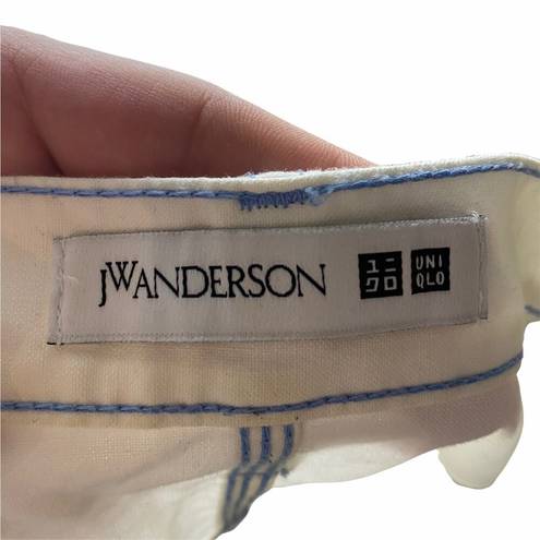 Uniqlo JW Anderson  Jeans Womens 10 Cream Blue Stitch Straight Leg Denim Cotton