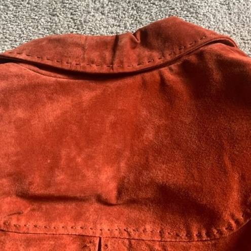 Coldwater Creek VTG Leather Suede Blazer Rusty Orange Jacket Boho Size L