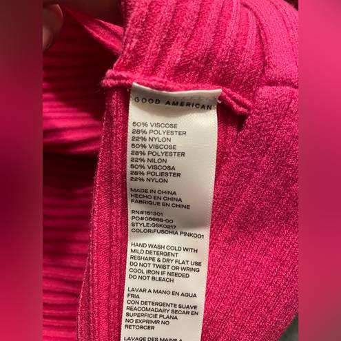 Good American NWT  Ribbed CREWNECK SWEATER FUSCHIA PINK Size S