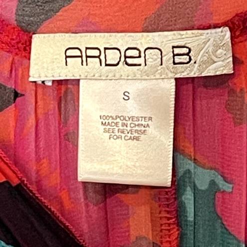 Arden B . Floral Sheer V-Neck Tank Top Sleeveless Swing Tunic Small Women Multi