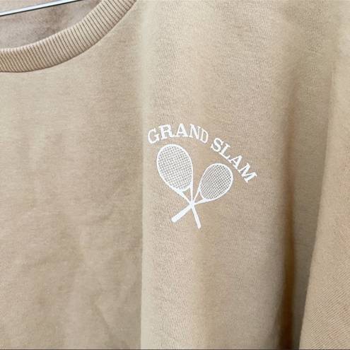 Abound NWT  Tan Cropped Graphic Pullover “Grand Slam” Sweatshirt Sz 3X