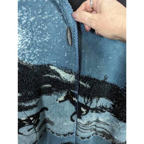 St. John’s Bay Vintage St. Johns Bay Fleece Southwestern Horse Printed Hooded Jacket Blue