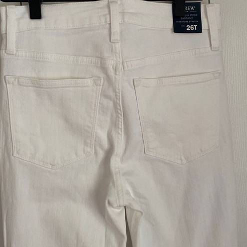 J.Crew  Factory 10" High Waist Skinny Raw Hem White Jeans 26 Tall NWT