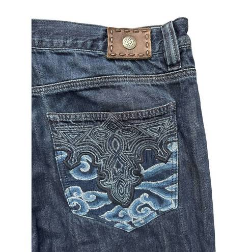Antik Denim  Jeans Women's Boot‎ Cut Button Fly Embroidered Size 36 Wide Leg