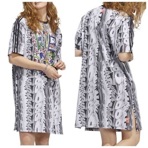 Adidas  Originals Women's Love Unites Graffiti Doodle Athleisure T-Shirt Dress