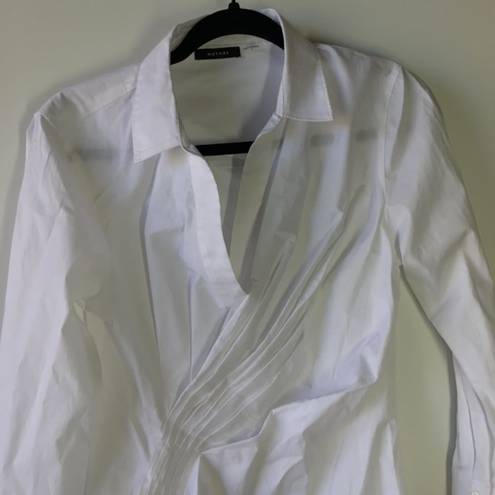 Natori  cotton poplin side drape button doown Blouse White