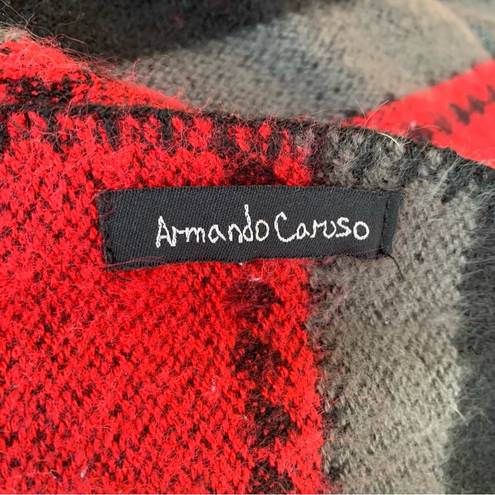 Armando Caruso Boho Red & Black Striped Knit Cape Shawl Size M