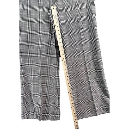 Lafayette 148  Dalton Pants Womens Size 8 Black White Houndstooth Plaid Wide Leg