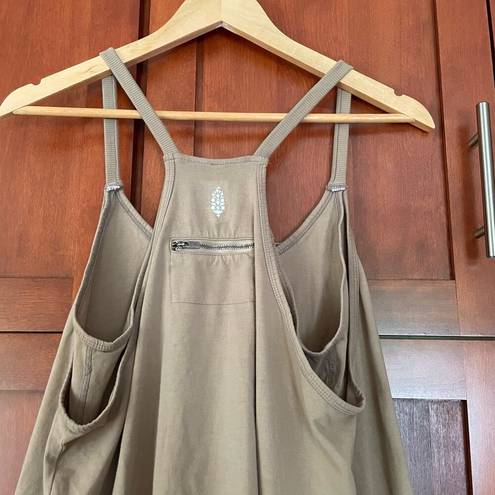 Free People Hot Shot Mini Dress Built In Shorts Mocha Latte Size Small FLAWS