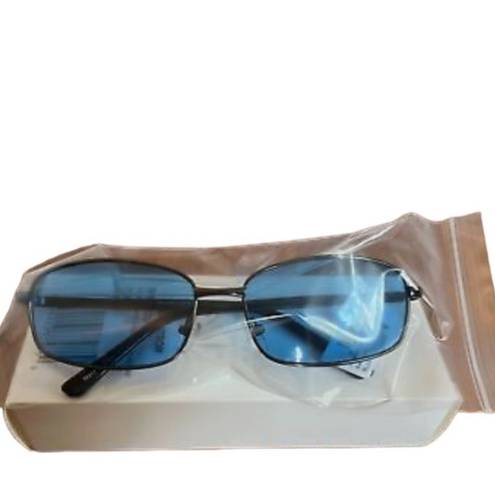 BP . 58mm Rectangular Wire Blue Lense Sunglasses NEW