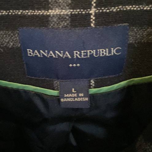 Banana Republic  Wool Jacket Plaid Black Size L