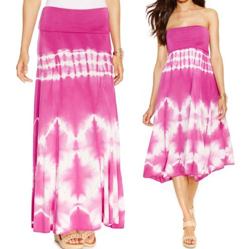 INC New  Tie Dye Convertible Maxi Skirt and Strapless Dress Pink Multi