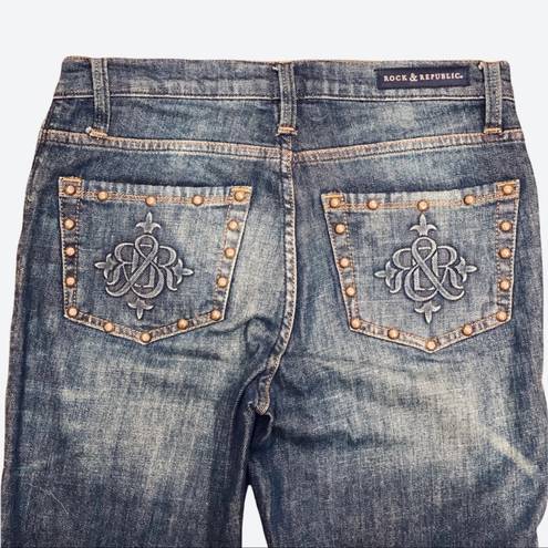 Rock & Republic Boot Cut Ripped Embellished Jeans Stud Pocket 4