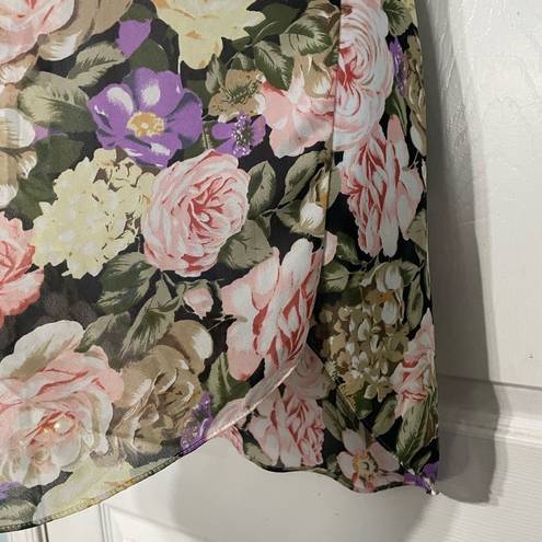 Natori Vintage  Set Chemise And Robe Floral Rose Print With Lace Trim Size Small