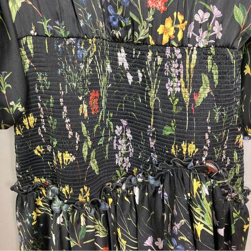 Alexis   Rianna Long Sleeve Floral Dress Black flounce botanical Medium